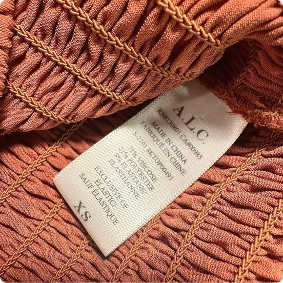 NWOT A.L.C. ‘Dana’ Smocked Mock Neck Crop Top in “Deep Amber” Size XS - Picture 11 of 14